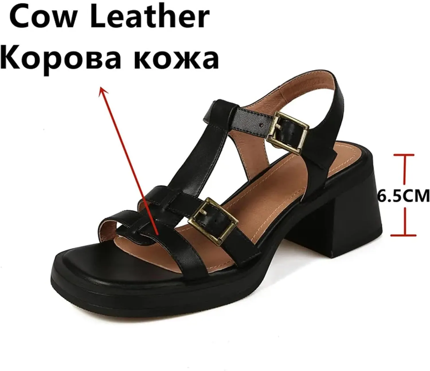 Women's Gladiator Sandals - 2025 Summer Vintage Buckle T-Strap, Thick Heels Casual Working