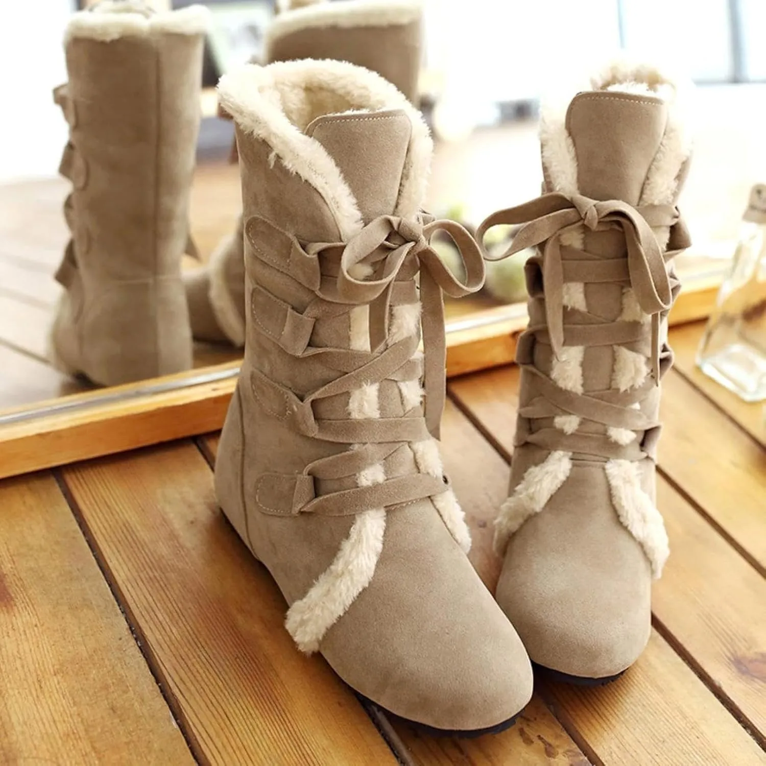 Women's Lace up Flat Ankle Boots, Lightweight Autumn Short Boots, Classic Date Winter Boots