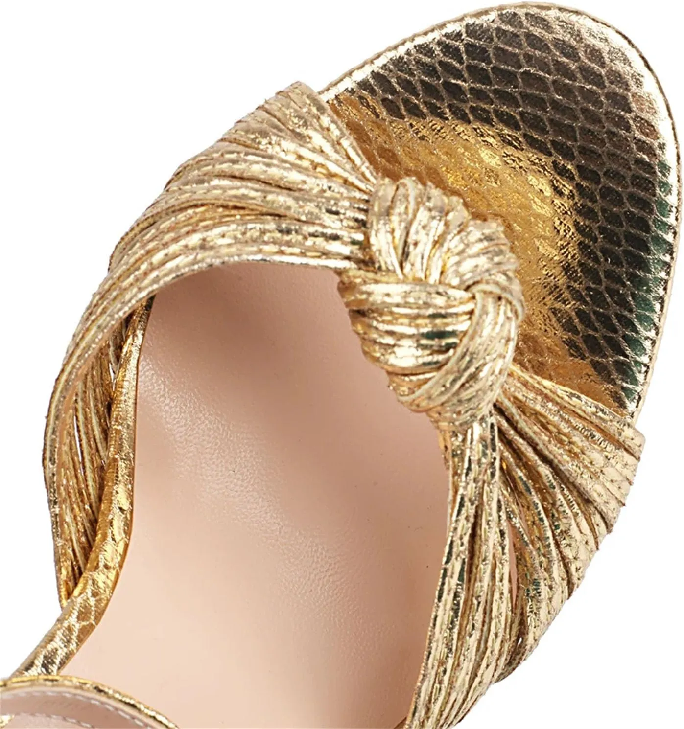 Women's Narrow Band Gladiator Sandals - 12Cm Thick Sole Gold Silver, Summer Platform Heels