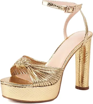 Women's Narrow Band Gladiator Sandals - 12Cm Thick Sole Gold Silver, Summer Platform Heels