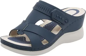 Womens Orthopedic Sandals Fashion Slip On Casual Open Toe Fisherman Sandals Hollow Out Gladiator Outdoor Walking Wedge Shoes