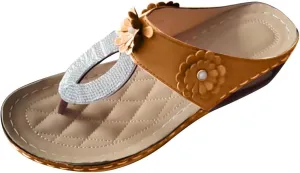 Womens Sandals Arch Support Orthopedic Beach Flip Flops Slides Walking Shoes Comfortable Dressy Casual Sandals Thick Soled Sequined Sandal Summer Beach Shoes Breathable Shoe