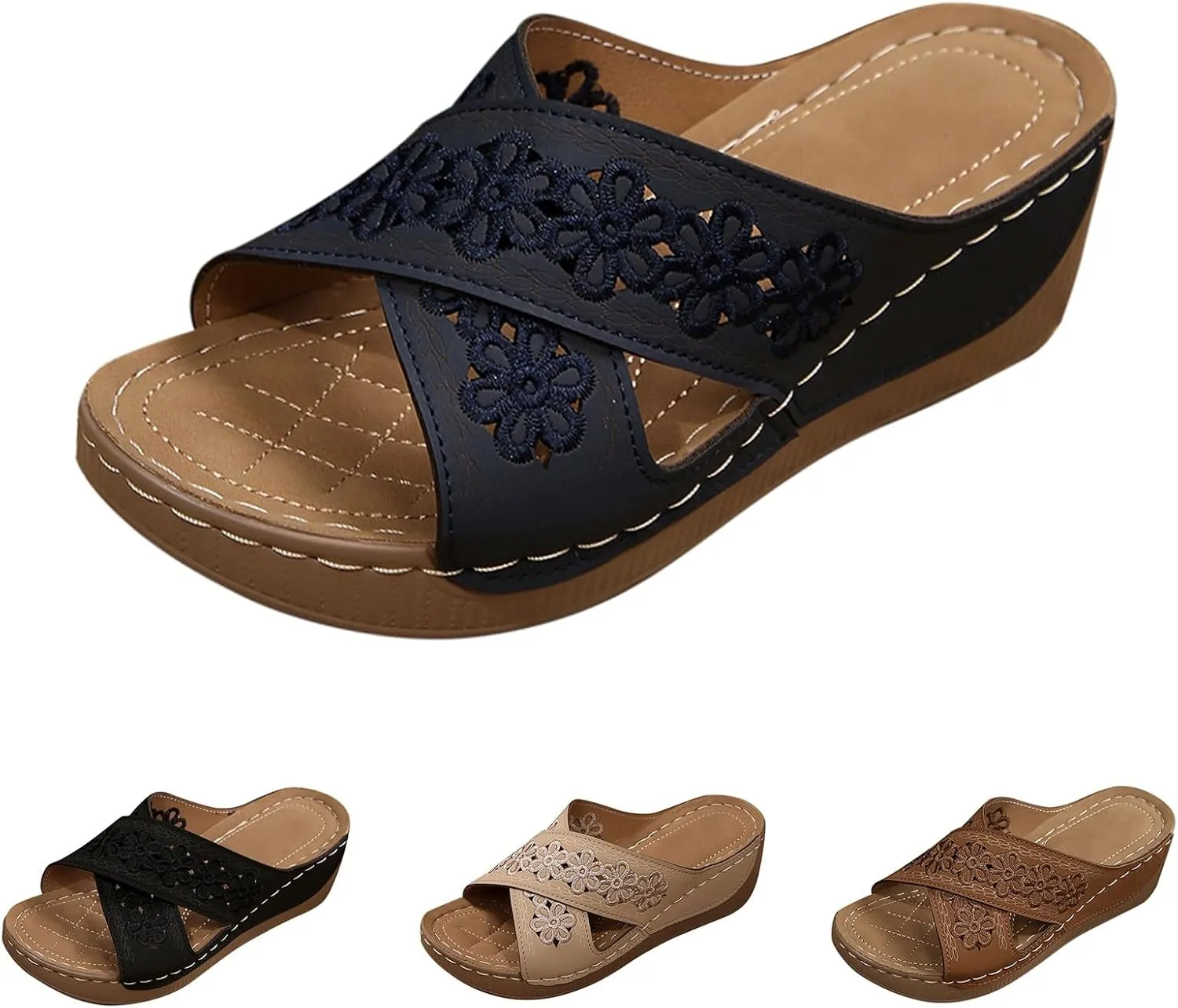 Women's Sandals Summer Retro Hollow Strap Thick Bottom Wedge Sandals for Outdoor Wear House Slippers for Women