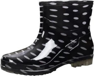 Women's Short Rain Boots Waterproof Slip On Ankle Chelsea Booties Cute Printed Rubber Outdoor Garden Shoes Rain Shoes