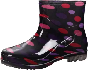Women's Short Rain Boots Waterproof Slip On Ankle Chelsea Booties Cute Printed Rubber Outdoor Garden Shoes Rain Shoes