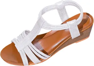 Women's Summer Wedge Sandals Open Toe Casual Beach Shoes with Ankle Strap Comfortable Platform Slip On Breathable