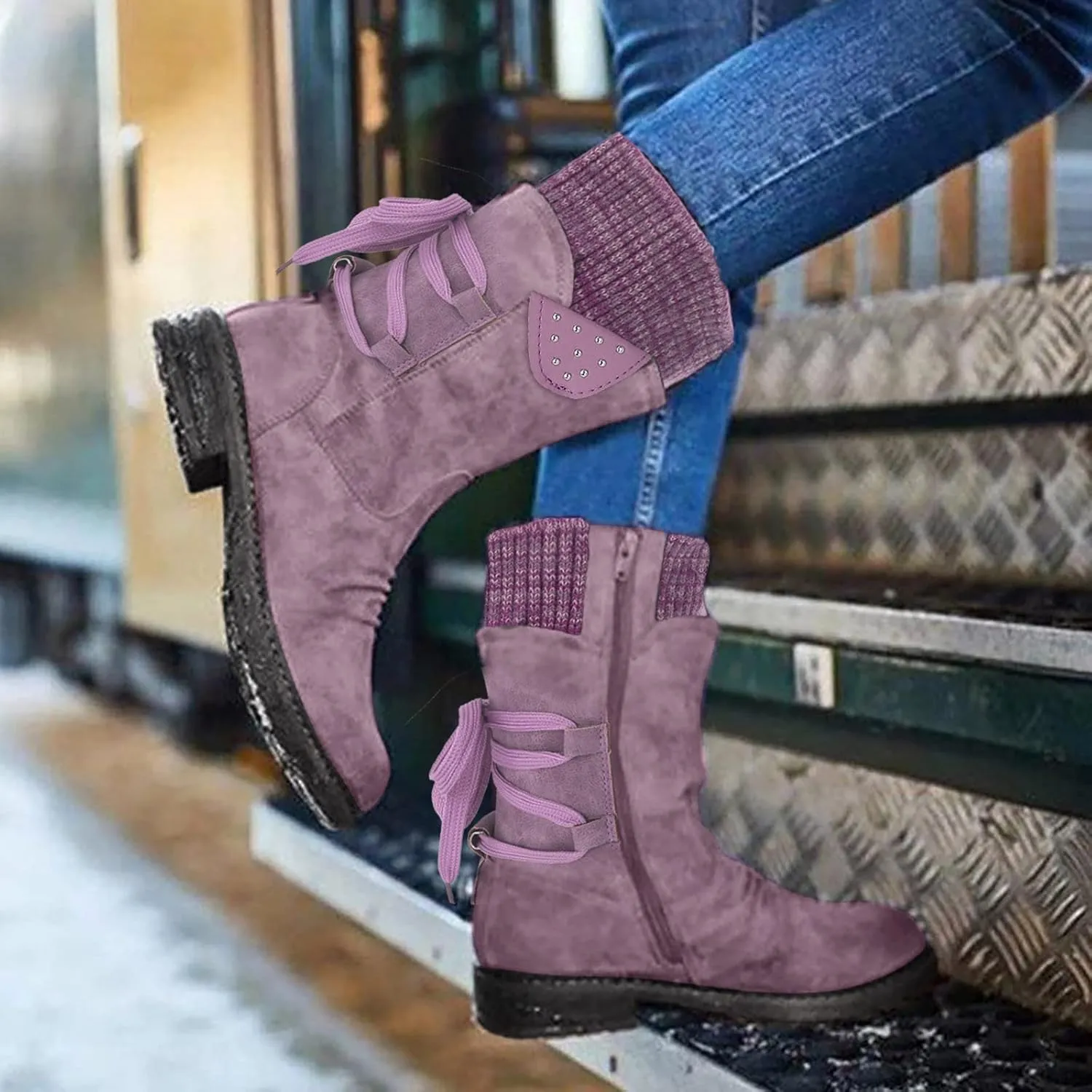 Women's Wide Width Go Snow Boots Womens Hiking Boots Waterproof Winter Boots for Women Snow Comfortable Ankle Boots for Women Walking All Day Waterproof Botas De Invierno Para Mujer Con Tacones