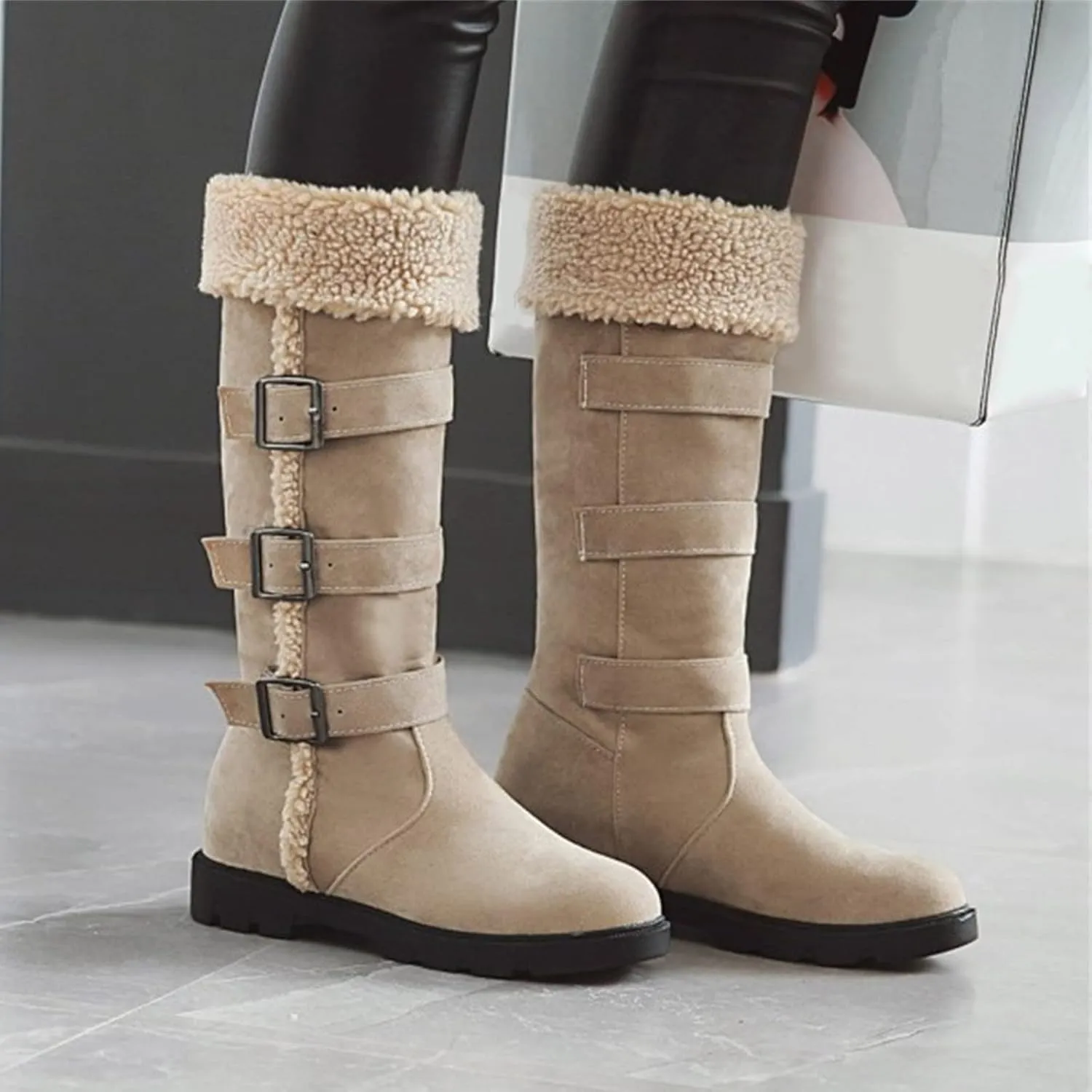 Womens Winter Boots Waterproof Wide Womens Snow Boots Size 9.5 Wide Black Fluffy Boots Women Snow Boots Women Waterproof Hiking Winter Snow Boots Long Black