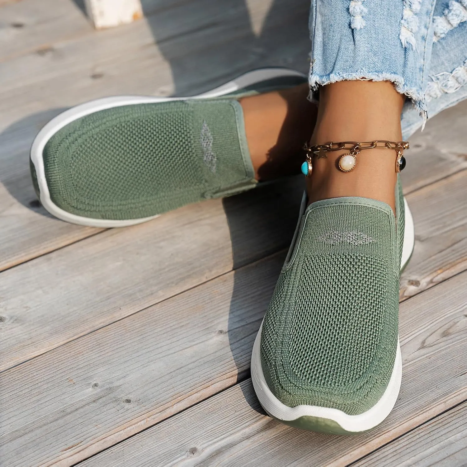 Women's Woven Orthopedic Shoes Comfortable Walking Shoe Breathable Mesh Summer Sneakers Lightweight Wide Width Slip on Shoes Diabetic Nurse Sneaker with Arch Support