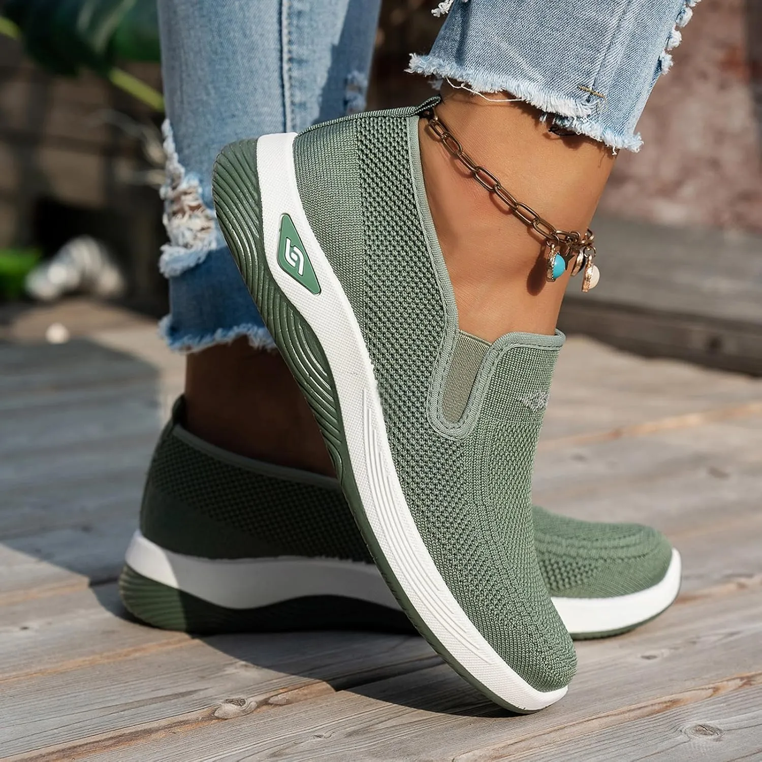 Women's Woven Orthopedic Shoes Comfortable Walking Shoe Breathable Mesh Summer Sneakers Lightweight Wide Width Slip on Shoes Diabetic Nurse Sneaker with Arch Support