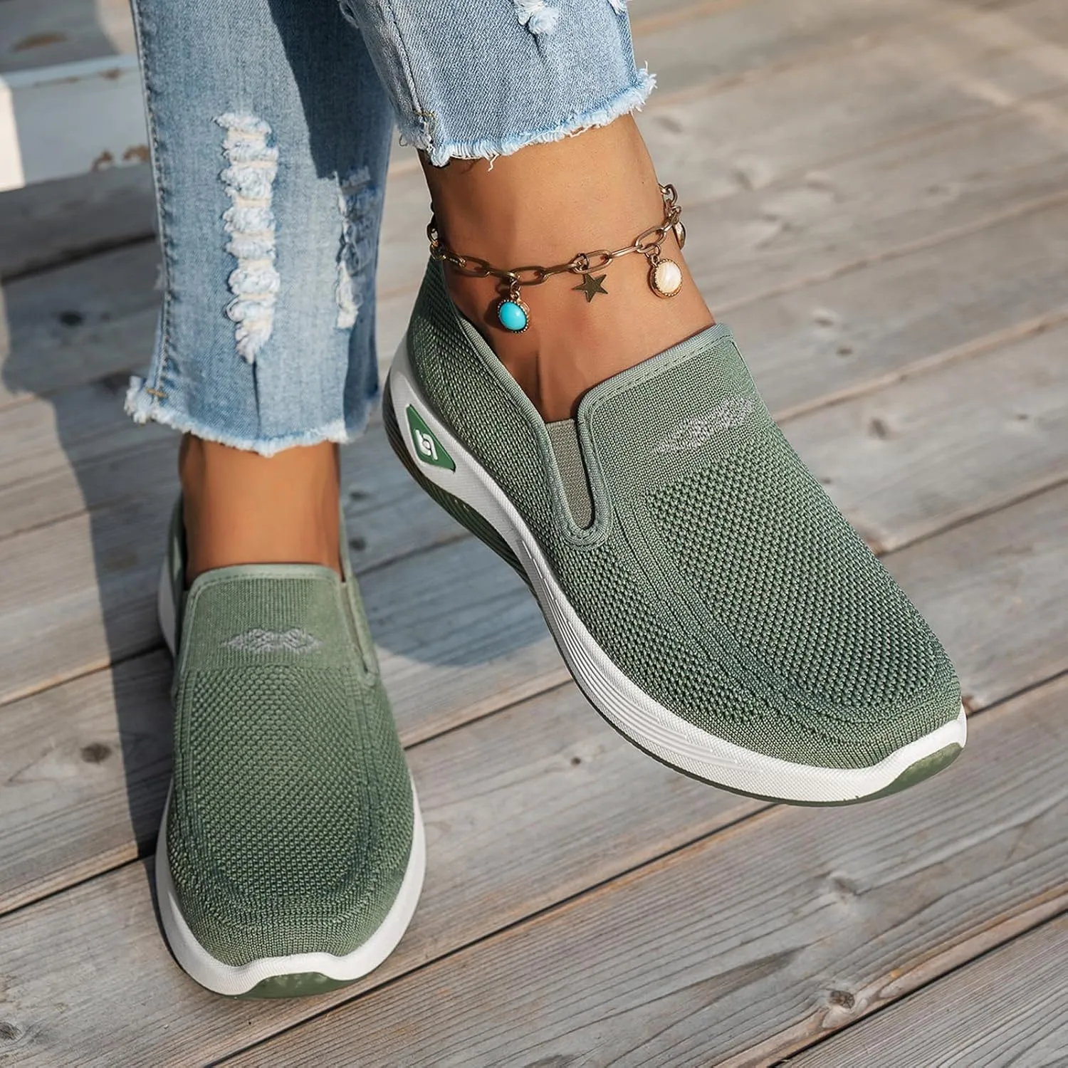 Women's Woven Orthopedic Shoes Comfortable Walking Shoe Breathable Mesh Summer Sneakers Lightweight Wide Width Slip on Shoes Diabetic Nurse Sneaker with Arch Support