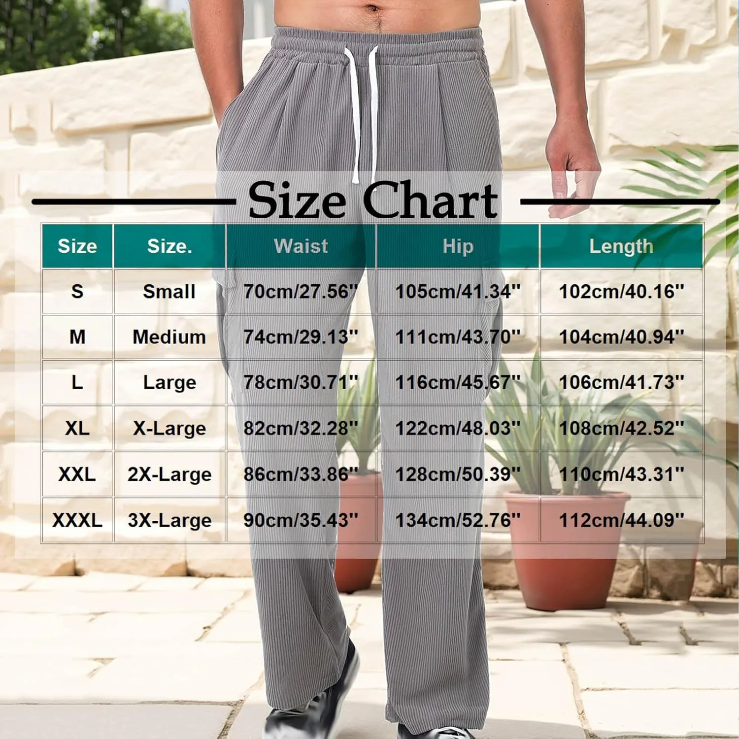 Xiaojmake Men's Baggy Corduroy Cargo Pants Wide Leg Loose Fit Sweatpants Elastic Waist Drawstring Open Bottom Casual Pants