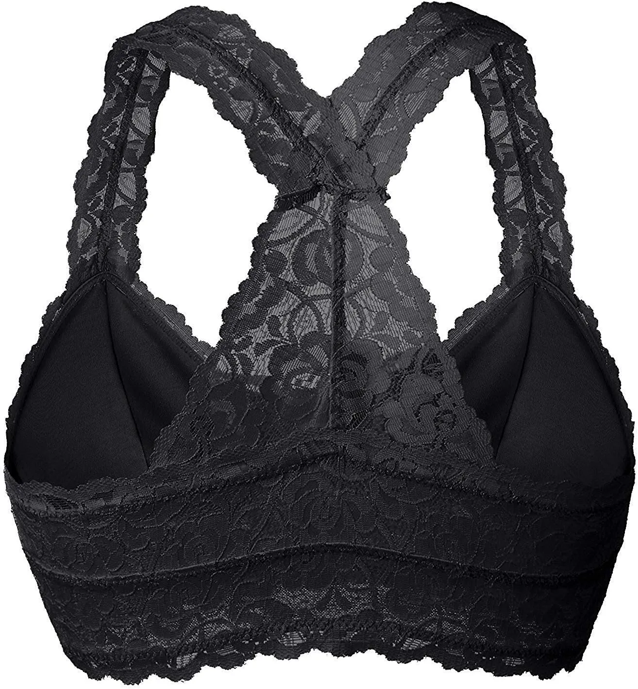 YIANNA Women Floral Lace Bralette Padded Breathable Sexy Racerback Lace Bra