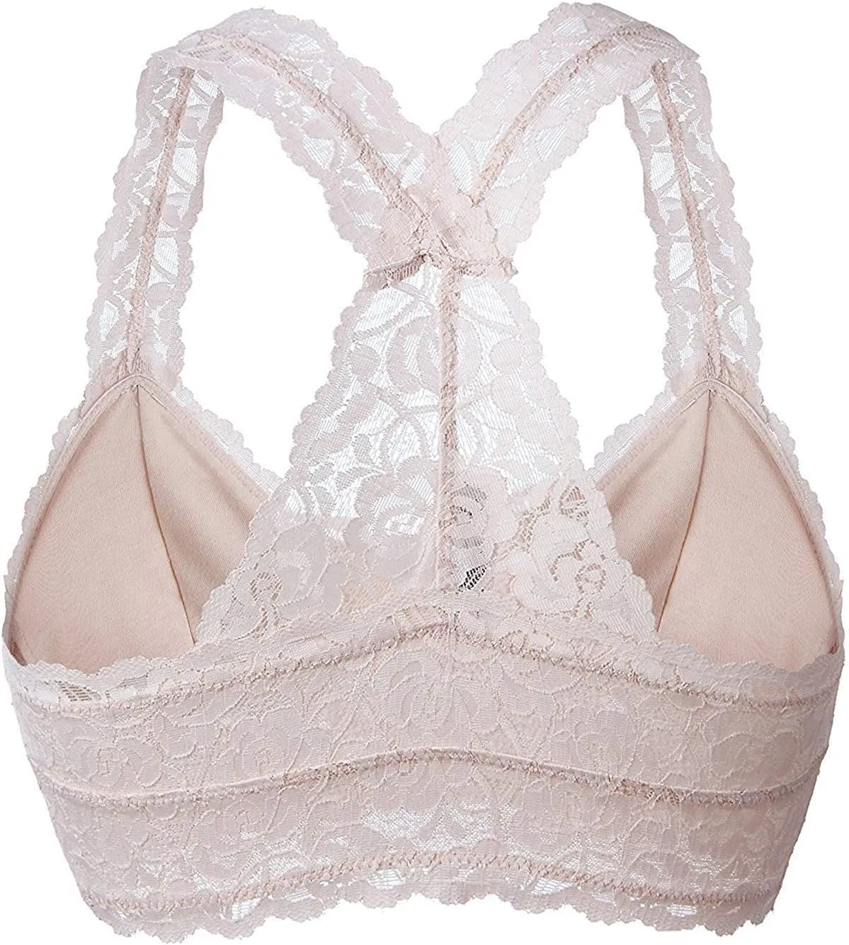 YIANNA Women Floral Lace Bralette Padded Breathable Sexy Racerback Lace Bra