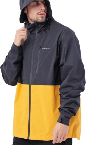YINGJIELIDE Men's Waterproof Hooded Rain Jacket,Breathable Windbreaker Windproof Insulated Coat,Shell Hoodie Ski Sailing