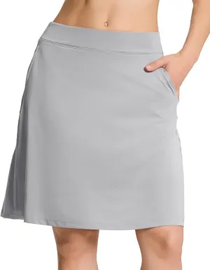 Yogipace Women's 4 Pockets UV Protection 20" Modest Knee Length Skirt Athletic Golf Tennis Skort