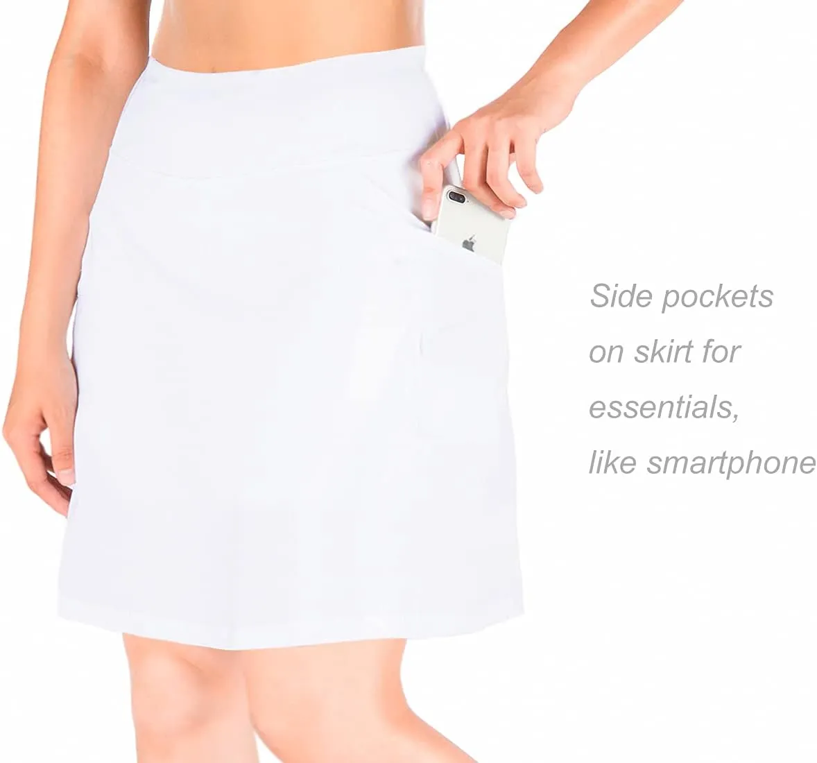 Yogipace Women's 4 Pockets UV Protection 20" Modest Knee Length Skirt Athletic Golf Tennis Skort