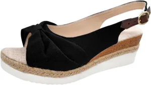 ZSpzx Orthopedic Sandals for Women,2025 Womens Espadrilles Wedge Sandal Comfortable Dressy Summer Open Toe Ankle Strap Platform Slip on Bow Knot Outdoor Shoes for Daily Wear