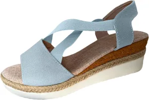 ZSpzx Orthopedic Wedge Sandals for Women Dressy Summer 2025 Platform Wedges Womens Espadrilles Open Toe Sandals Comfortable Dressy Ankle Strap Slip On Sandals Casual Walking Beach Shoes