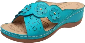 ZSpzx Sandals For Women 2025,Orthopedic Dressy Summer Womens Hollow Flower Comfortable Sandals Arch Support Casual Wedge Sandals Sandalias OrtopDicas Para Mujer Beach Slide Walking Flip Flops