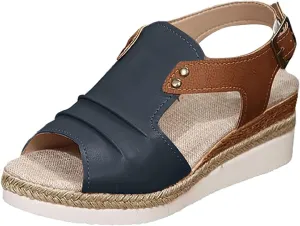 ZSpzx Women Wedge Sandals 2025,Breathable Comfortable Ladies Dress Arch Support Height Increase Peep Toe Walking Footwear Summer Indoor/Outdoor Fashion Soft Cushion Daily Wear Casual Shoe Ankle Strap