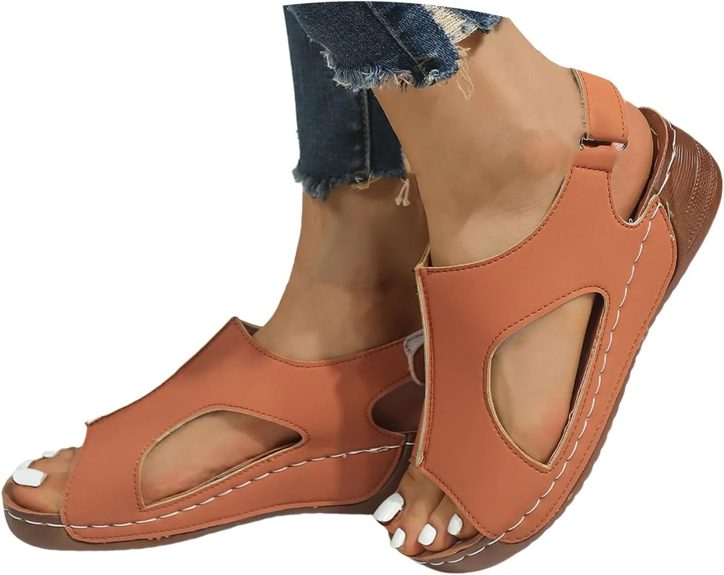 ZSpzx Women Wedge Sandals 2025,Ladies Dress Walking Footwear Summer Beach Vacation Slippers Hook Loop Strap Breathable Comfortable Peep Toe Soft Cushion Casual Shoe Indoor/Outdoor Daily Wear